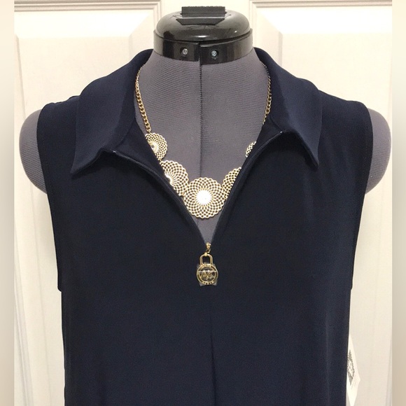 NWT Anne Klein Collared Swing Dress Navy - Picture 3 of 16
